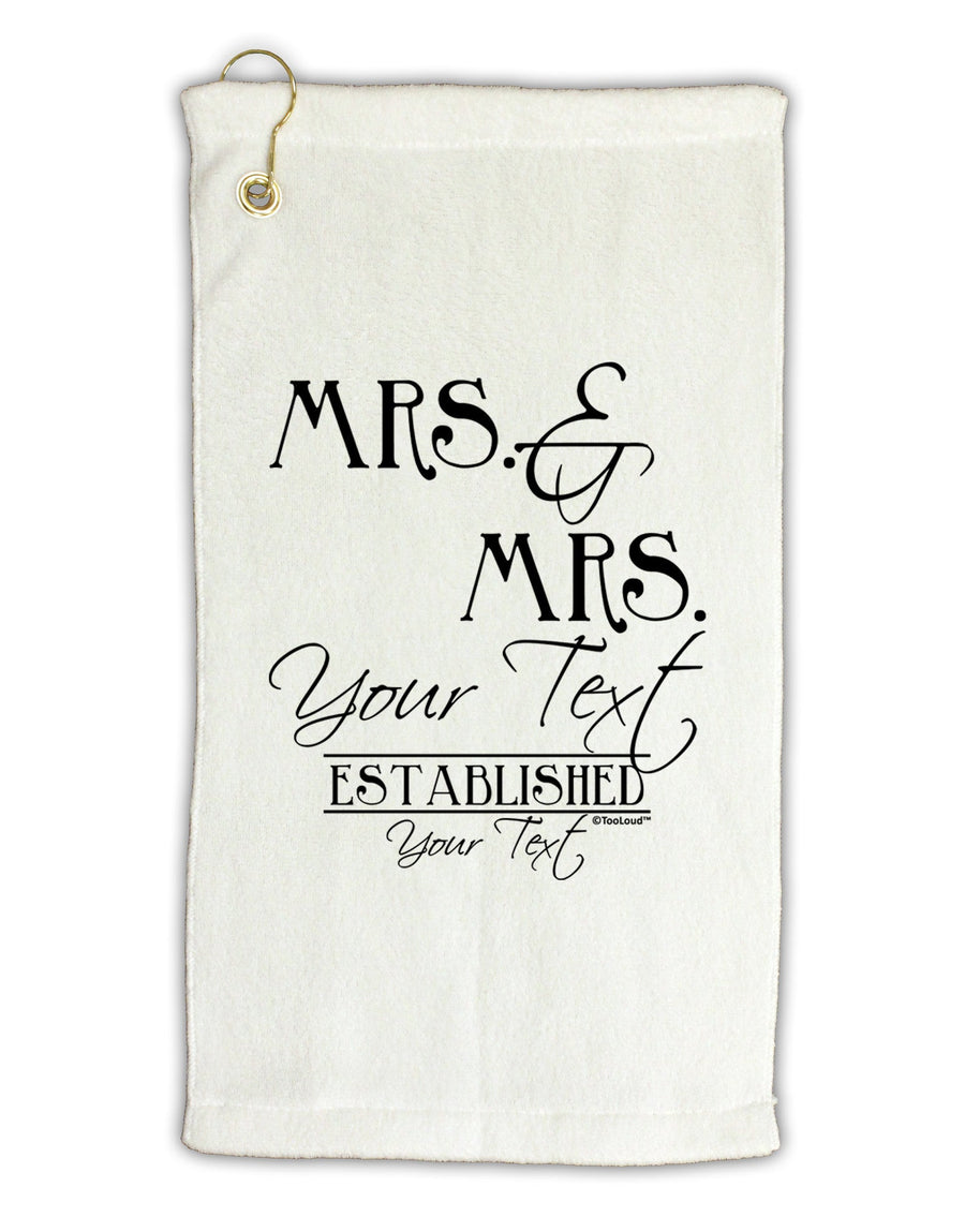 Personalized Mrs and Mrs Lesbian Wedding - Name- Established -Date- Design Micro Terry Gromet Golf Towel 16 x 25 inch-Golf Towel-TooLoud-White-Davson Sales