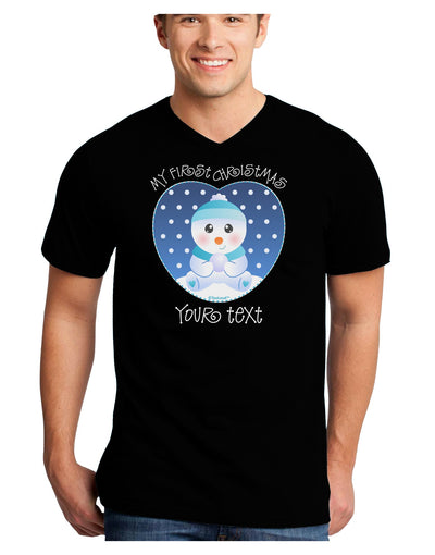 Personalized My First Christmas Snowbaby Blue Adult Dark V-Neck T-Shirt-TooLoud-Black-Small-Davson Sales