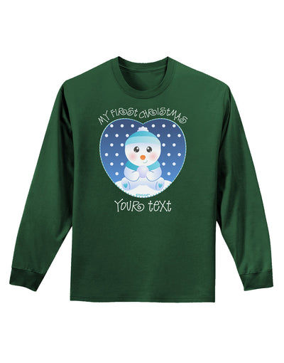 Personalized My First Christmas Snowbaby Blue Adult Long Sleeve Dark T-Shirt-TooLoud-Dark-Green-Small-Davson Sales