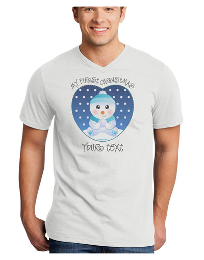 Personalized My First Christmas Snowbaby Blue Adult V-Neck T-shirt-Mens V-Neck T-Shirt-TooLoud-White-Small-Davson Sales