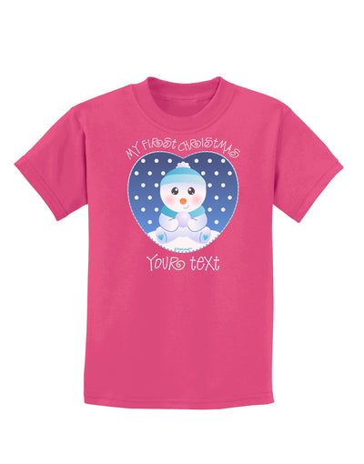 Personalized My First Christmas Snowbaby Blue Childrens Dark T-Shirt-Childrens T-Shirt-TooLoud-Sangria-X-Small-Davson Sales