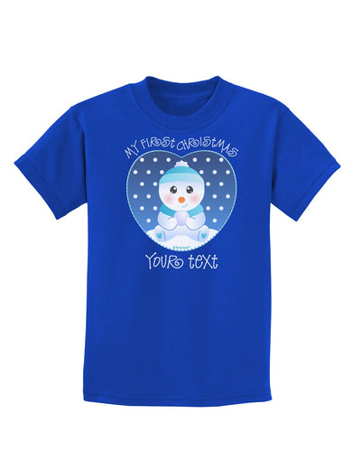 Personalized My First Christmas Snowbaby Blue Childrens Dark T-Shirt-Childrens T-Shirt-TooLoud-Royal-Blue-X-Small-Davson Sales