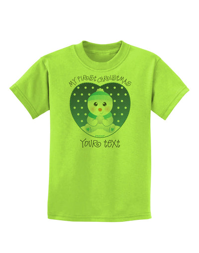 Personalized My First Christmas Snowbaby Blue Childrens T-Shirt-Childrens T-Shirt-TooLoud-Lime-Green-X-Small-Davson Sales