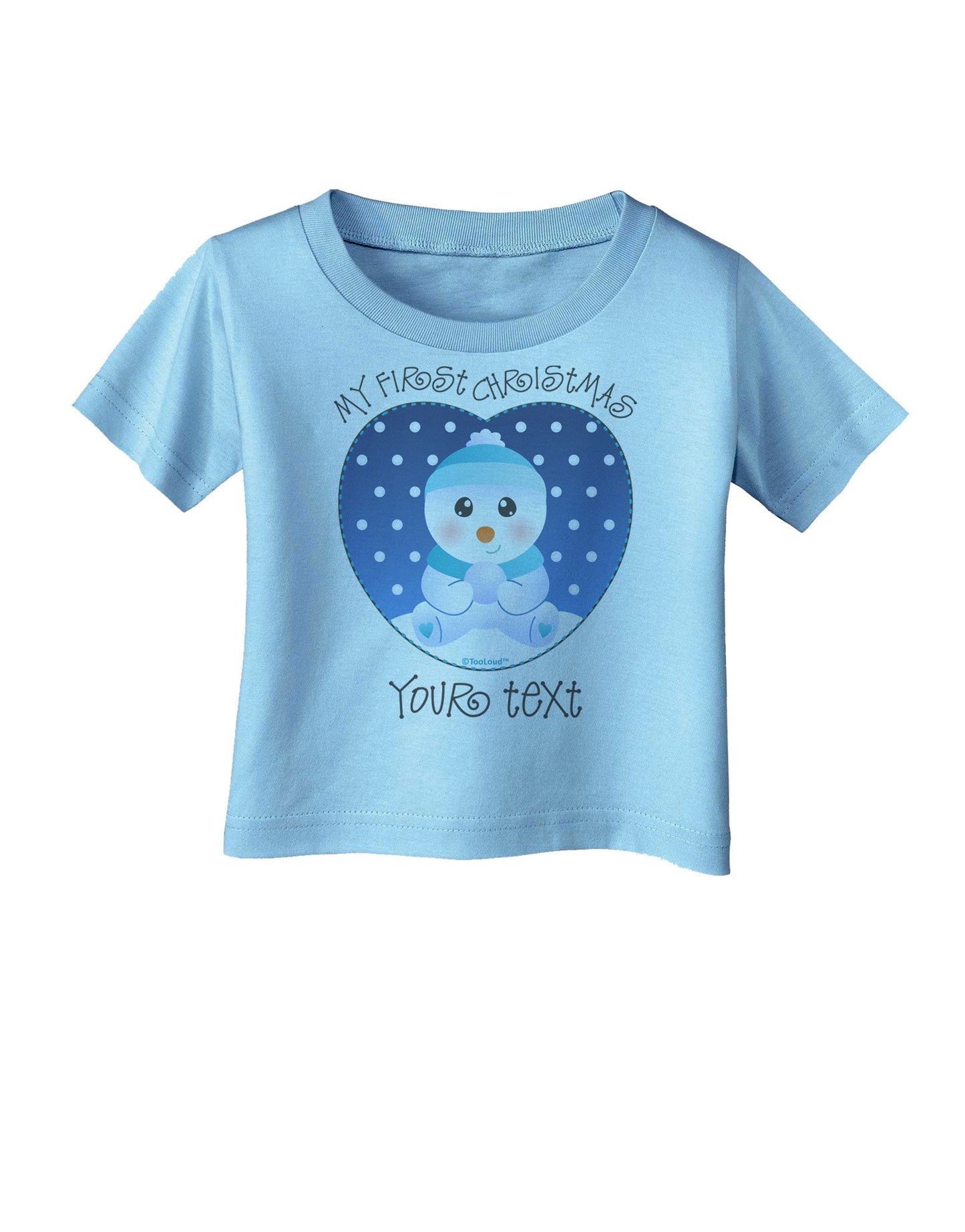 Personalized My First Christmas Snowbaby Blue Infant T-Shirt-Infant T-Shirt-TooLoud-Aquatic-Blue-06-Months-Davson Sales