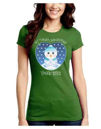 Personalized My First Christmas Snowbaby Blue Juniors Crew Dark T-Shirt-T-Shirts Juniors Tops-TooLoud-Kiwi-Green-Juniors Fitted Small-Davson Sales