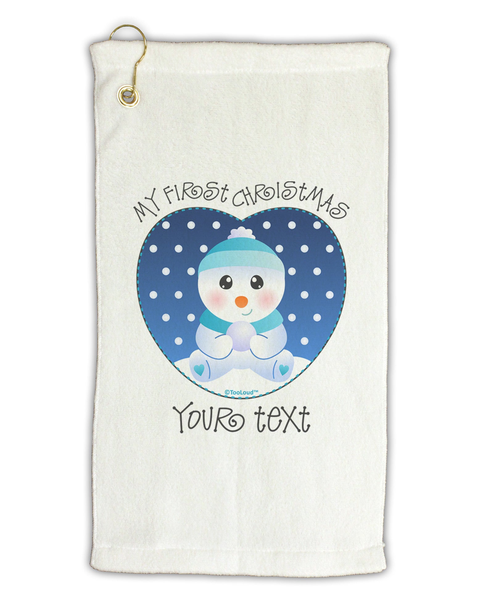 Personalized My First Christmas Snowbaby Blue Micro Terry Gromet Golf Towel 16 x 25 inch-Golf Towel-TooLoud-White-Davson Sales