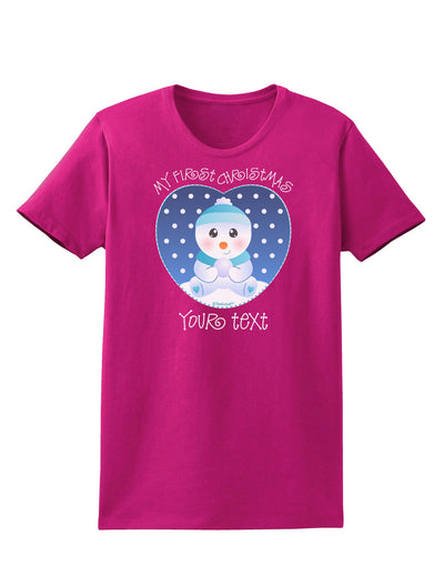Personalized My First Christmas Snowbaby Blue Womens Dark T-Shirt-TooLoud-Hot-Pink-Small-Davson Sales