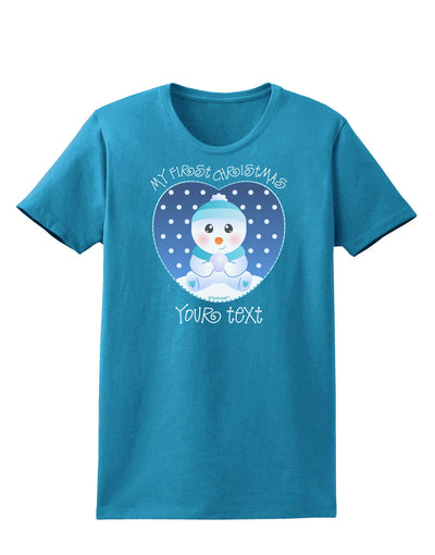 Personalized My First Christmas Snowbaby Blue Womens Dark T-Shirt-TooLoud-Turquoise-X-Small-Davson Sales