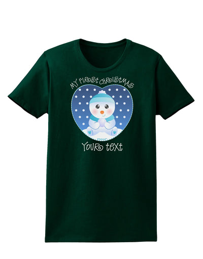 Personalized My First Christmas Snowbaby Blue Womens Dark T-Shirt-TooLoud-Forest-Green-Small-Davson Sales