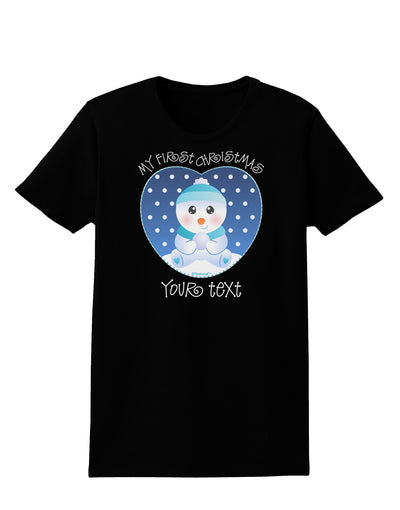 Personalized My First Christmas Snowbaby Blue Womens Dark T-Shirt-TooLoud-Black-X-Small-Davson Sales