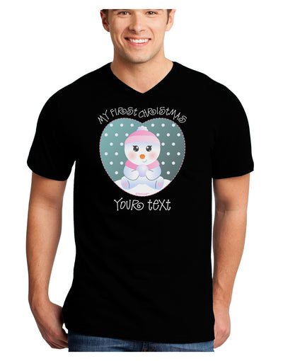 Personalized My First Christmas Snowbaby Girl Adult Dark V-Neck T-Shirt-TooLoud-Black-Small-Davson Sales