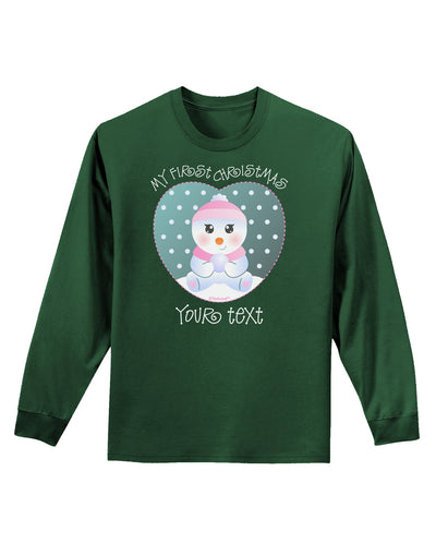 Personalized My First Christmas Snowbaby Girl Adult Long Sleeve Dark T-Shirt-TooLoud-Dark-Green-Small-Davson Sales