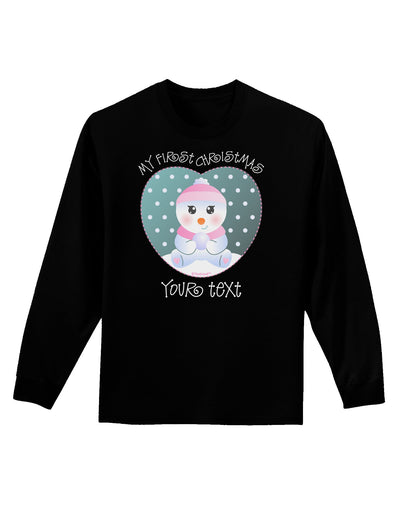 Personalized My First Christmas Snowbaby Girl Adult Long Sleeve Dark T-Shirt-TooLoud-Black-Small-Davson Sales