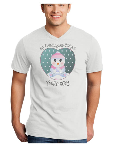 Personalized My First Christmas Snowbaby Girl Adult V-Neck T-shirt-Mens V-Neck T-Shirt-TooLoud-White-Small-Davson Sales