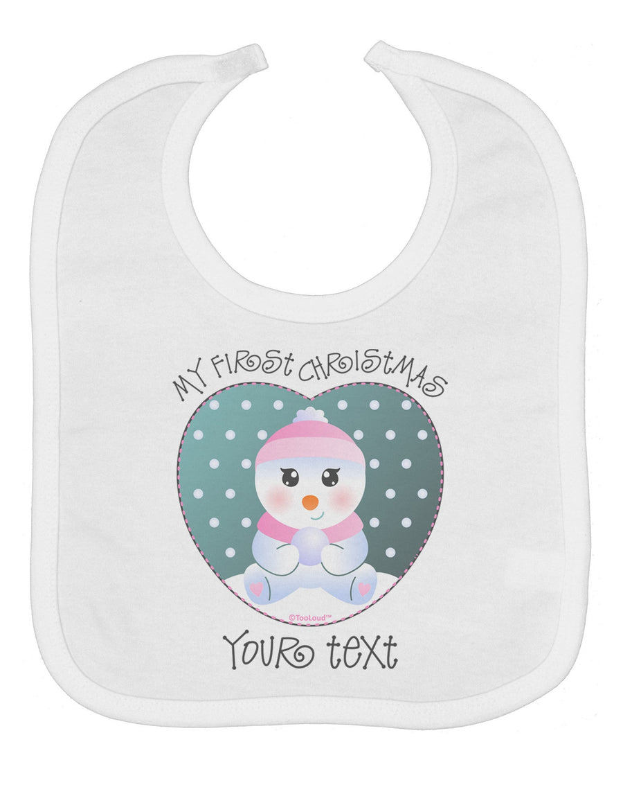 Personalized My First Christmas Snowbaby Girl Baby Bib