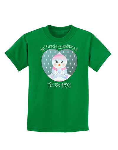 Personalized My First Christmas Snowbaby Girl Childrens Dark T-Shirt-Childrens T-Shirt-TooLoud-Kelly-Green-X-Small-Davson Sales