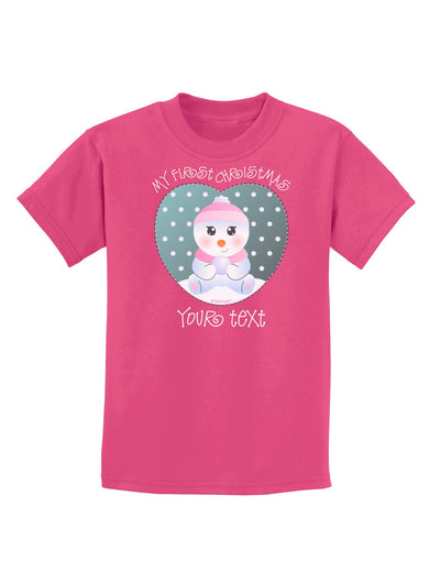 Personalized My First Christmas Snowbaby Girl Childrens Dark T-Shirt-Childrens T-Shirt-TooLoud-Sangria-X-Small-Davson Sales