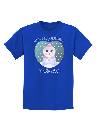 Personalized My First Christmas Snowbaby Girl Childrens Dark T-Shirt-Childrens T-Shirt-TooLoud-Royal-Blue-X-Small-Davson Sales