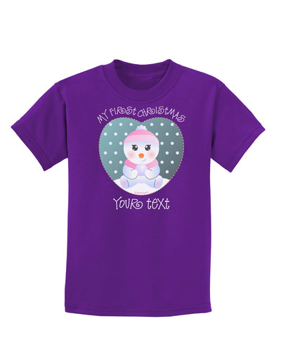 Personalized My First Christmas Snowbaby Girl Childrens Dark T-Shirt-Childrens T-Shirt-TooLoud-Purple-X-Small-Davson Sales