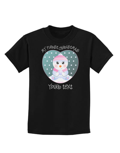 Personalized My First Christmas Snowbaby Girl Childrens Dark T-Shirt-Childrens T-Shirt-TooLoud-Black-X-Small-Davson Sales