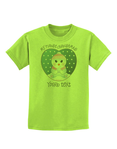 Personalized My First Christmas Snowbaby Girl Childrens T-Shirt-Childrens T-Shirt-TooLoud-Lime-Green-X-Small-Davson Sales