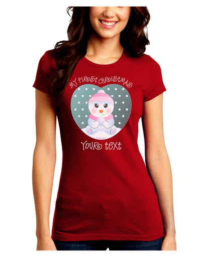 Personalized My First Christmas Snowbaby Girl Juniors Crew Dark T-Shirt-T-Shirts Juniors Tops-TooLoud-Red-Juniors Fitted Small-Davson Sales