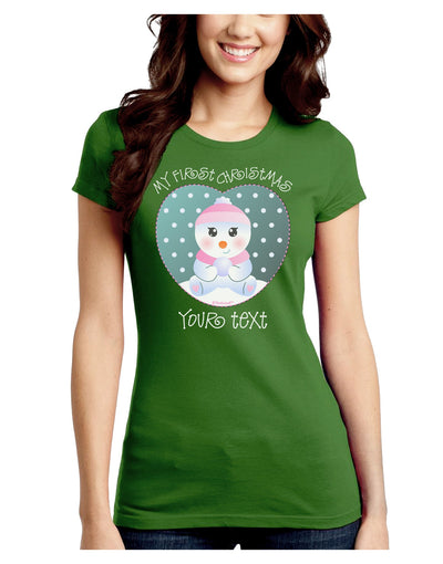 Personalized My First Christmas Snowbaby Girl Juniors Crew Dark T-Shirt-T-Shirts Juniors Tops-TooLoud-Kiwi-Green-Juniors Fitted Small-Davson Sales