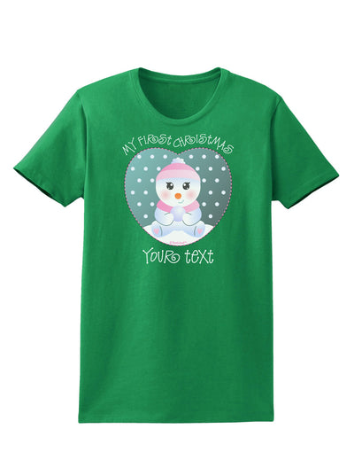 Personalized My First Christmas Snowbaby Girl Womens Dark T-Shirt-TooLoud-Kelly-Green-X-Small-Davson Sales