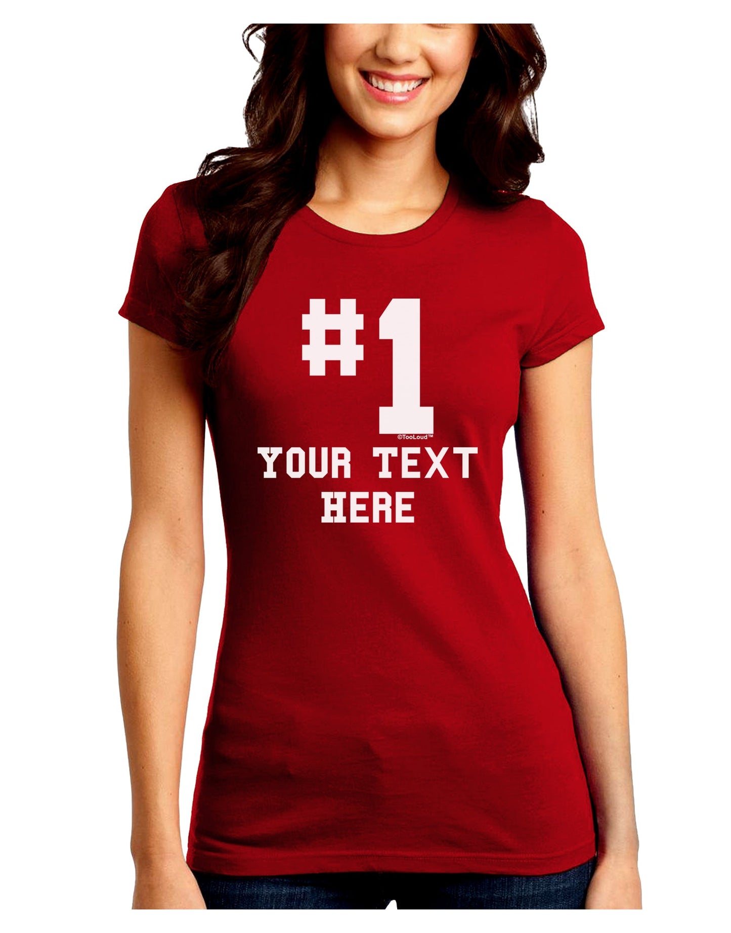 Personalized Number 1 Juniors Crew Dark T-Shirt by TooLoud-T-Shirts Juniors Tops-TooLoud-Red-Juniors Fitted Small-Davson Sales