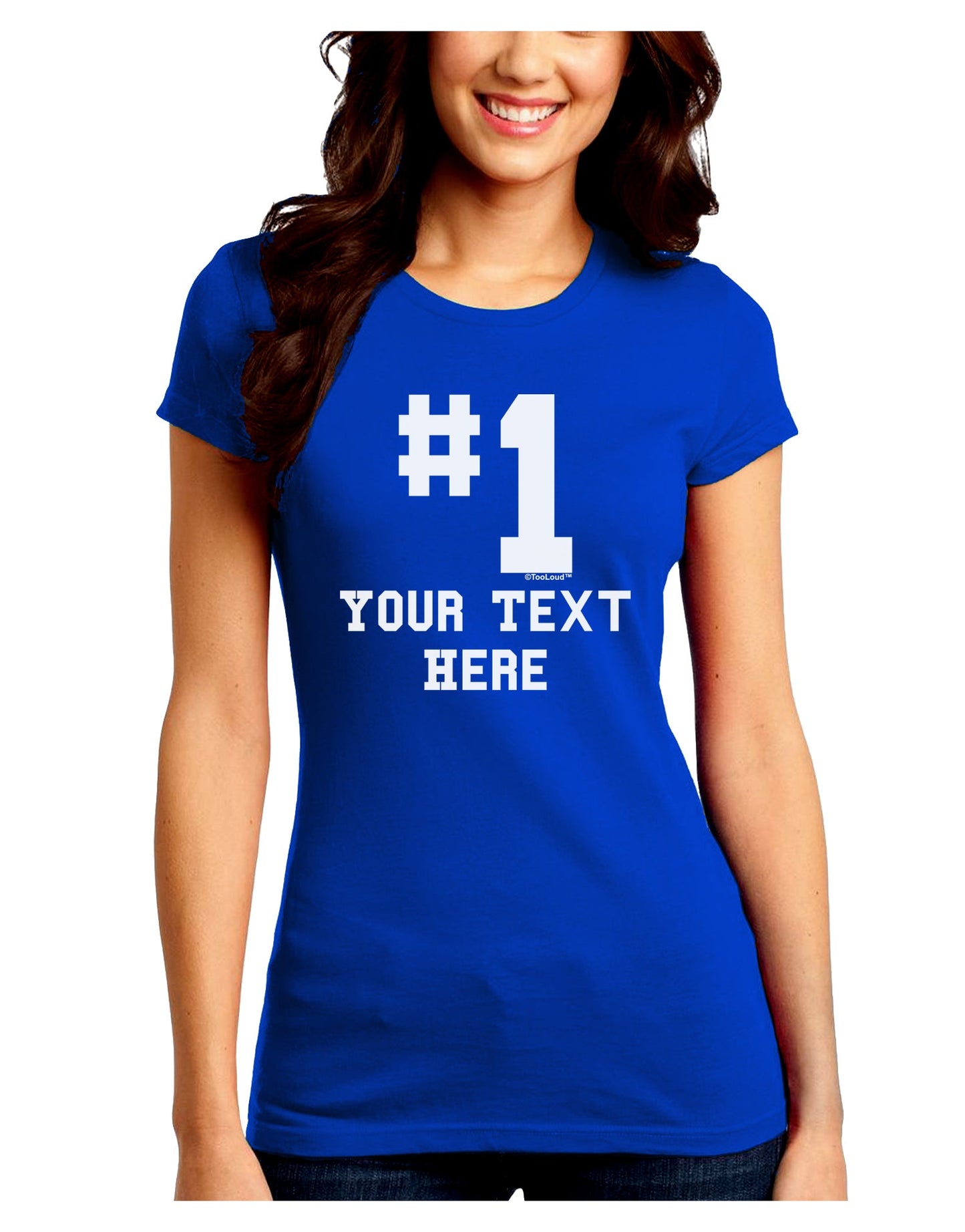 Personalized Number 1 Juniors Crew Dark T-Shirt by TooLoud-T-Shirts Juniors Tops-TooLoud-Royal-Blue-Juniors Fitted Small-Davson Sales