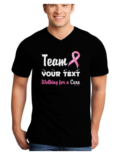 Personalized Team -Name- Breast Cancer Walk - Walking for a Cure Adult Dark V-Neck T-Shirt-TooLoud-Black-Small-Davson Sales