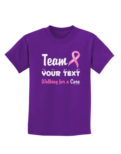 Personalized Team -Name- Breast Cancer Walk - Walking for a Cure Childrens Dark T-Shirt-Childrens T-Shirt-TooLoud-Purple-X-Small-Davson Sales