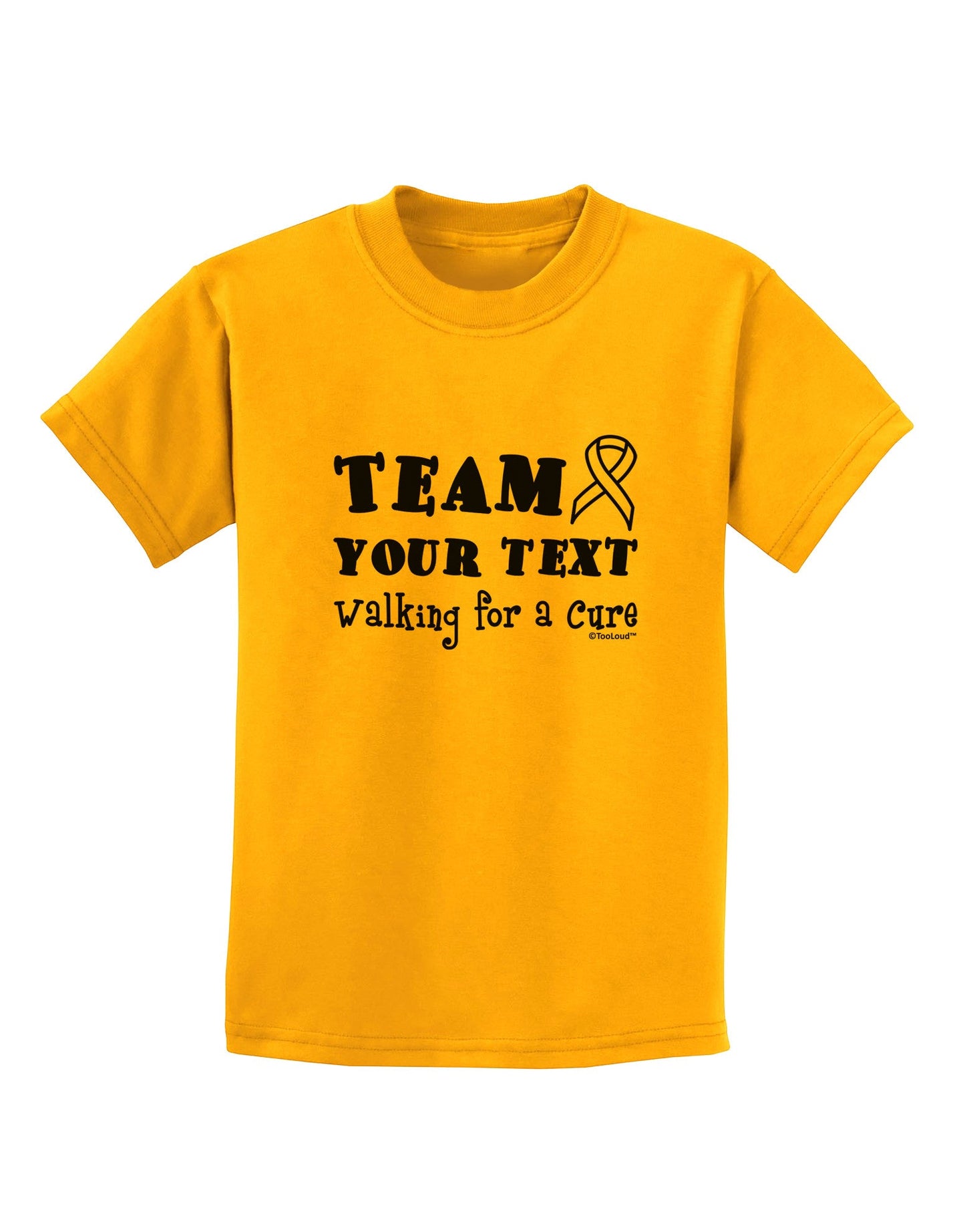 Personalized Team -Name- Walking for a Cure Childrens T-Shirt-Childrens T-Shirt-TooLoud-Gold-X-Small-Davson Sales