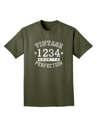 Personalized Vintage Birth Year Distressed Adult Dark T-Shirt by TooLoud-Mens T-Shirt-TooLoud-Military-Green-Small-Davson Sales