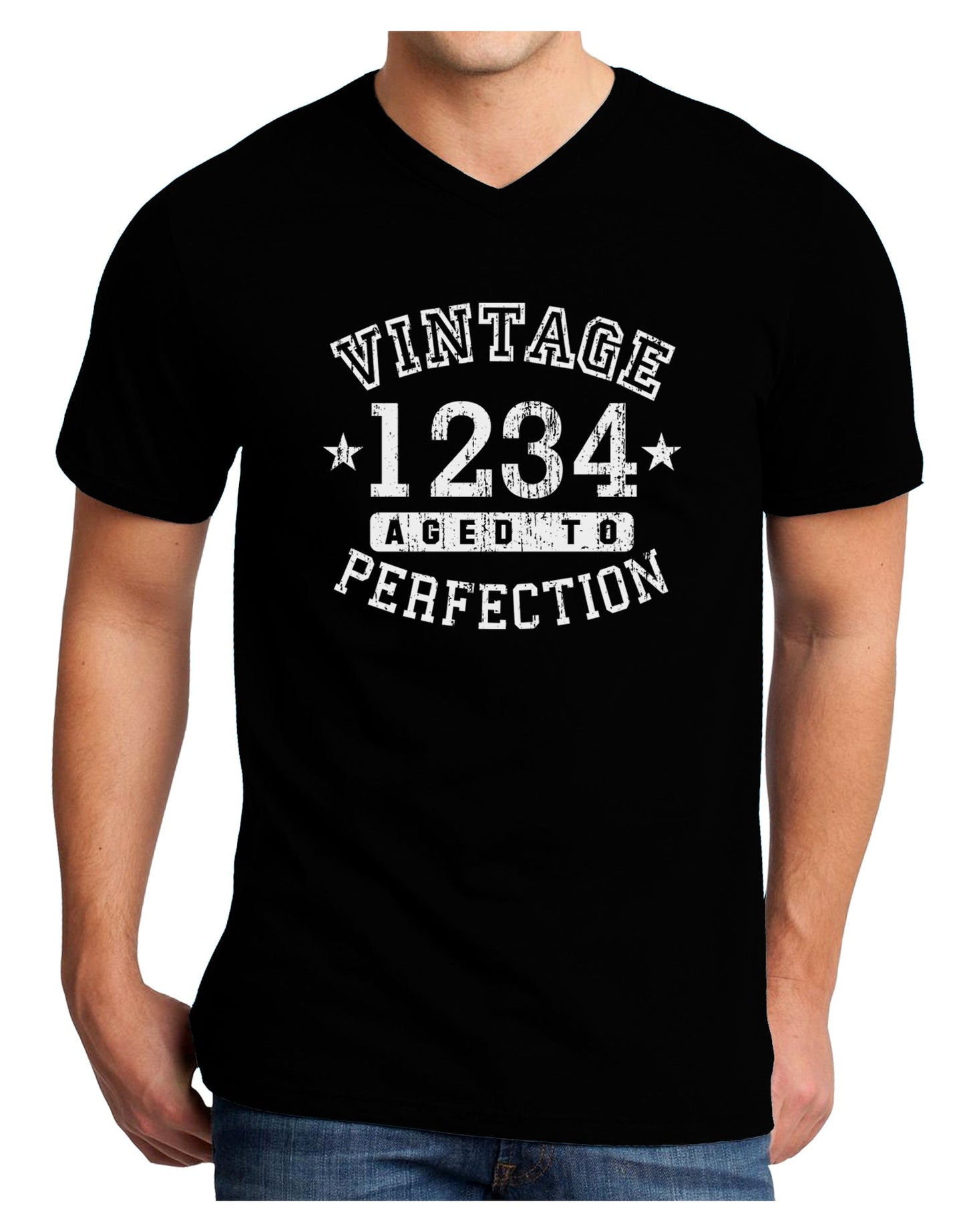 Personalized Vintage Birth Year Distressed Adult Dark V-Neck T-Shirt by TooLoud-TooLoud-Black-Small-Davson Sales