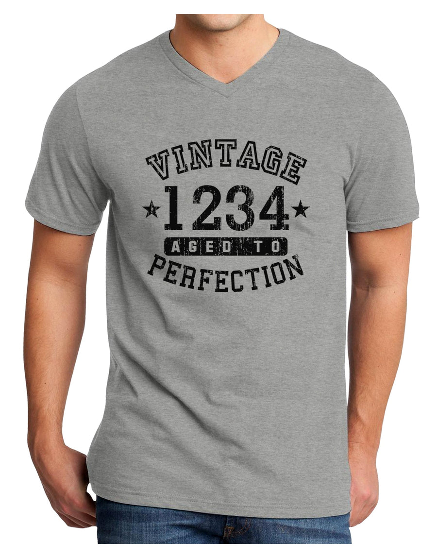 Personalized Vintage Birth Year Distressed Adult V-Neck T-shirt by TooLoud-Mens V-Neck T-Shirt-TooLoud-White-Small-Davson Sales