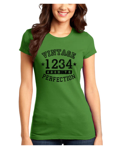 Personalized Vintage Birth Year Distressed Juniors Petite T-Shirt by TooLoud-T-Shirts Juniors Tops-TooLoud-Kiwi-Green-Juniors Fitted X-Small-Davson Sales