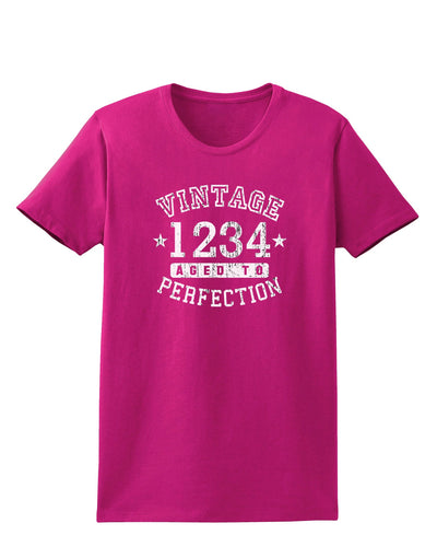 Personalized Vintage Birth Year Distressed Womens Dark T-Shirt by TooLoud-TooLoud-Hot-Pink-Small-Davson Sales