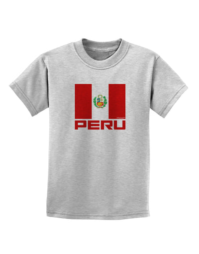 Peru Flag Childrens T-Shirt-Childrens T-Shirt-TooLoud-AshGray-X-Small-Davson Sales