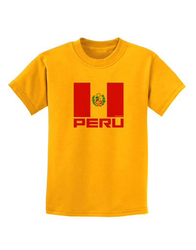 Peru Flag Childrens T-Shirt-Childrens T-Shirt-TooLoud-Gold-X-Small-Davson Sales