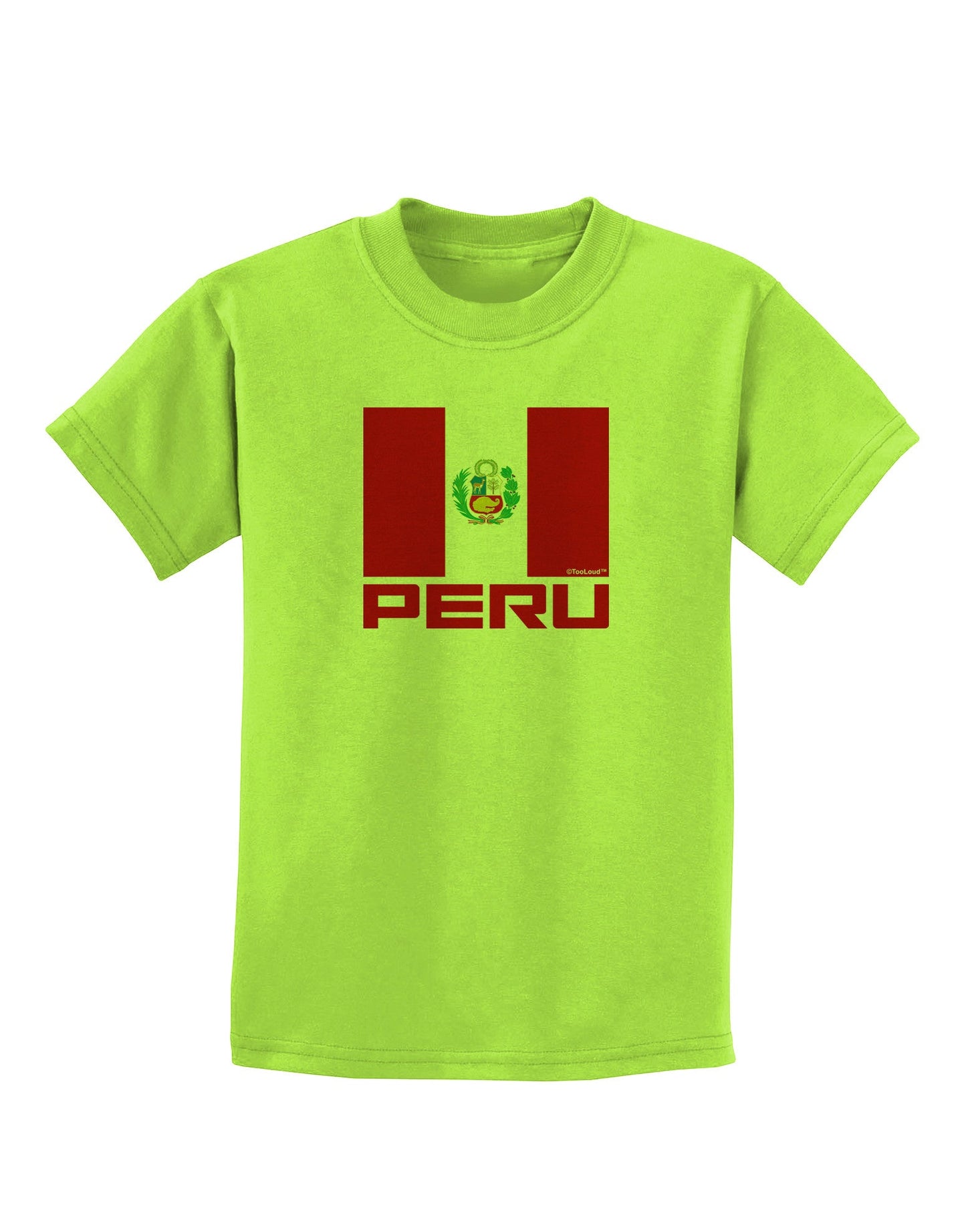 Peru Flag Childrens T-Shirt-Childrens T-Shirt-TooLoud-Lime-Green-X-Small-Davson Sales