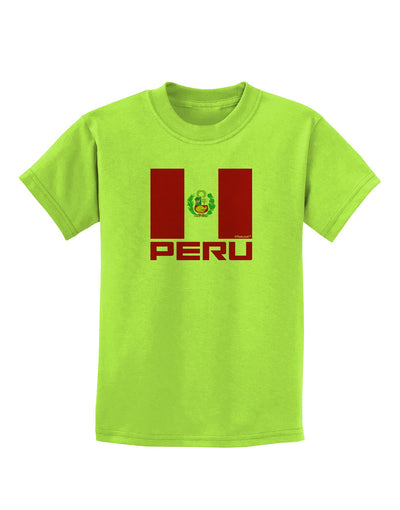 Peru Flag Childrens T-Shirt-Childrens T-Shirt-TooLoud-Lime-Green-X-Small-Davson Sales