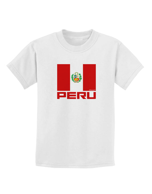 Peru Flag Childrens T-Shirt-Childrens T-Shirt-TooLoud-White-X-Small-Davson Sales