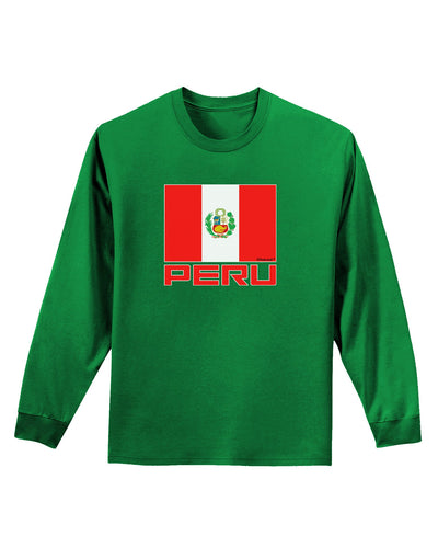 Peru Flag Dark Adult Long Sleeve Dark T-Shirt-TooLoud-Kelly-Green-Small-Davson Sales