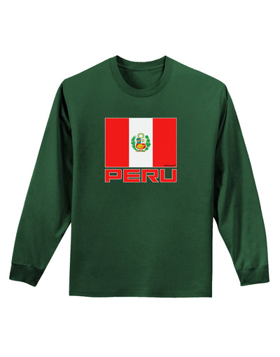 Peru Flag Dark Adult Long Sleeve Dark T-Shirt-TooLoud-Dark-Green-Small-Davson Sales