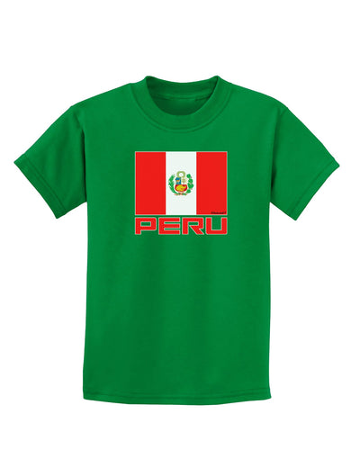 Peru Flag Dark Childrens Dark T-Shirt-Childrens T-Shirt-TooLoud-Kelly-Green-X-Small-Davson Sales