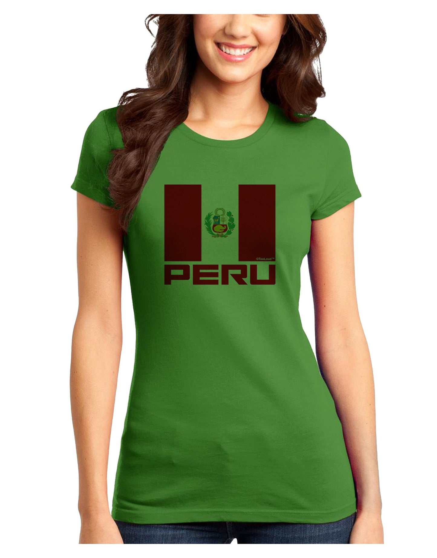 Peru Flag Juniors Petite T-Shirt-T-Shirts Juniors Tops-TooLoud-Kiwi-Green-Juniors Fitted X-Small-Davson Sales