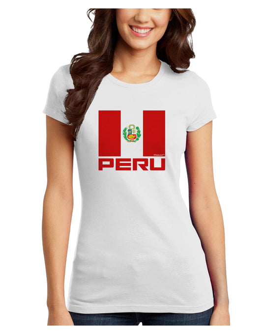 Peru Flag Juniors Petite T-Shirt-T-Shirts Juniors Tops-TooLoud-White-Juniors Fitted X-Small-Davson Sales