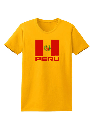 Peru Flag Womens T-Shirt-Womens T-Shirt-TooLoud-Gold-X-Small-Davson Sales