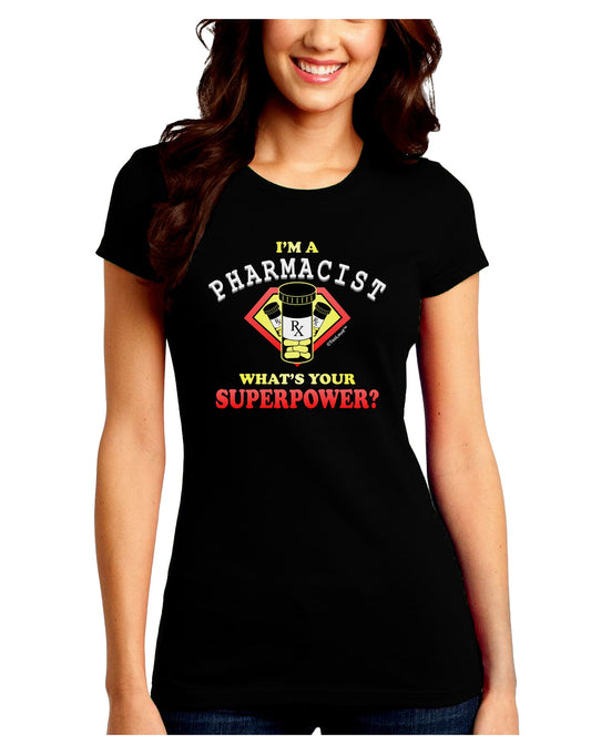 Pharmacist - Superpower Juniors Petite Crew Dark T-Shirt-T-Shirts Juniors Tops-TooLoud-Black-Juniors Fitted Small-Davson Sales